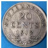 1912 20 Cents Silver Newfoundland