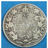 1931 25 Cents Silver Canada