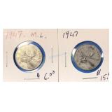 1947ML & 1947 No ML 25 Cents