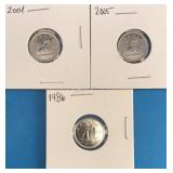 3x 10 Cents Uncirculated