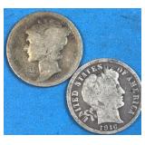1916 & 1917 10 Cents Silver USA
