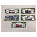 5 - Novelty Currency 'Classic Car Series'