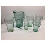 Vntg Coca-Cola Pitcher w/5 Assorted Size Glasses