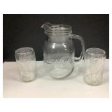 Coca-Cola: Pitcher (8 1/2') tall & 2 Glasses