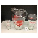 Vntg Indiana Glass Coca-Cola Pitcher & Glasses