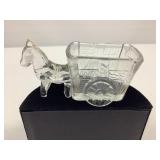 MCM Clear Glass 4 1/2' long Donkey w/Cart