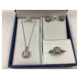 Sterling Silver Natural Diamond Set