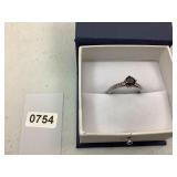 Sterling Silver Natural Garnet/Diamond Accent Ring