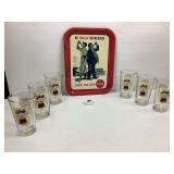 6 Coke Glasses (Libby/16oz) & Tray 14 x 10