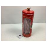 Coca-Cola Metal Straw Dispenser w/Straws -9 1/2' t
