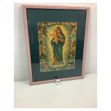 'Our Lady of the Rosary' Matted/Wood Frame w/glass