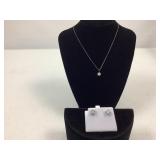 Sterling Silver Diamond Earrings & Necklace