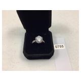Sterling Silver/White Gold Overlay White Sapphire
