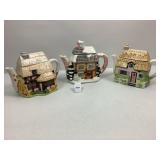 3 Cottage Tea Pots - Largest 7' tall x 9' long