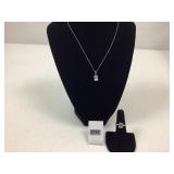 Sterling Silver Natural Aquamarine Necklace/Ring