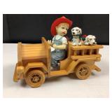 3pc Wooden Fire Truck w/Child/Dogs Fig-8 1/2' long