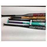 4 - Youth Baseball Bats & 1 Teeball Bat