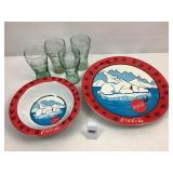 Coca-Cola: 4 Plates - 3 Bowls & 4 Glasses