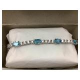 Blue & White Lab Created Topaz Bracelet