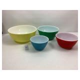 Vintage Set/4 Primary Colors Pyrex Mixing Bowls