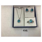Sterling Silver Lab Created Blue Topaz Set