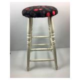 Wooden Bar Stool w/Cloth Coca-Cola Padded Seat