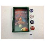 1992Camel Lights Ashtray & 4 Bottle Cap Pin/Lights
