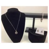 Natural Black Diamond Set - Rhodium over Brass