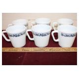 6 Blue Pyrex Coffee Cup Set