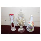 Bohemiam Cranberry  Vase/ Apothecary Jar /  Beads