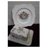 1953 Queen Crown & Covered Porcelain Cheese Plate