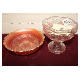 Carnival  Glass Nut Dish & Walther  Glass Bowl