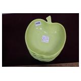 Lime Green Milk Glass Apple Bowl Set