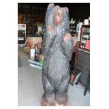 6ft Carved Wood Black  Bear / Signed