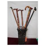 Walking Stick Collection & Metal Stand
