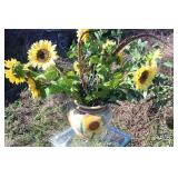 Sunflower Crock & Artificial  Flowers