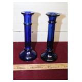 Cobalt Blue Glass Candle Holders