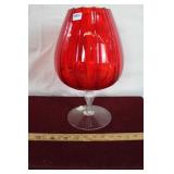 M/C  Red Glass Footed Bowl