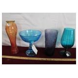 Footed Coloured Glass Bowls