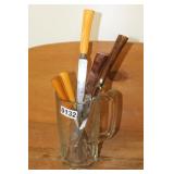 Large Glass Beer Stein & Knife Collection