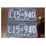 1969 Ont Matching Licence Plates