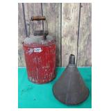 Vintage Gas Can & Metal Funnel
