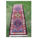 Ardebil Persian  Wool Runner Carpet / 25" x 77"