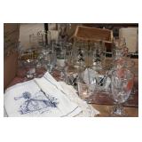 Mid Century Glassware & Tablecloth