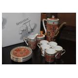 Porcelain Coffee Set & French Wine Glasses