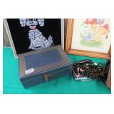 Velvet Dog  & Mouse Paintings / Jewel Box / Iron