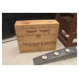Wine & Melon Wood Crates & Candle Holder