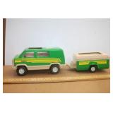 Pressed Steel  Tonka Toy Van & Camp Trailer