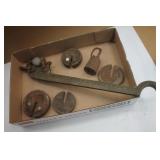 Antique Scale Brass Beam & Weights