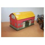 Pressed Tin Toy Barn & Car